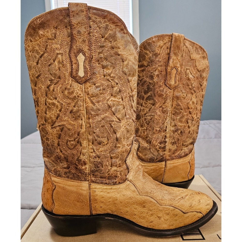 Corral® (Men's 11.5 D) Ostrich Embroidery Western Boots in Ivory - $320 - Picture 7 of 11